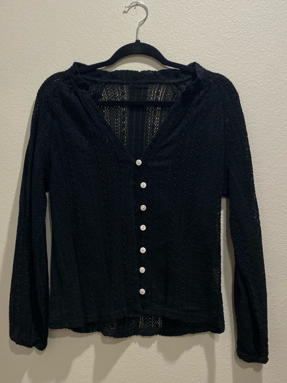 Lightweight Black Button-Up Knit Cardigan